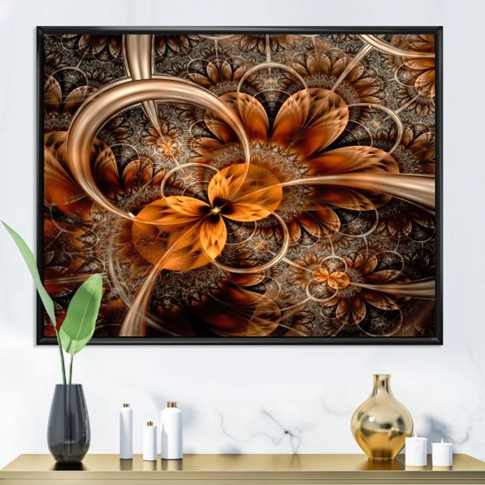 Dark Orange Fractal Flower  Canvas Art Print