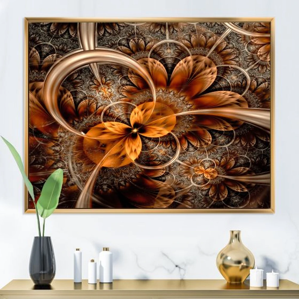 Dark Orange Fractal Flower  Canvas Art Print