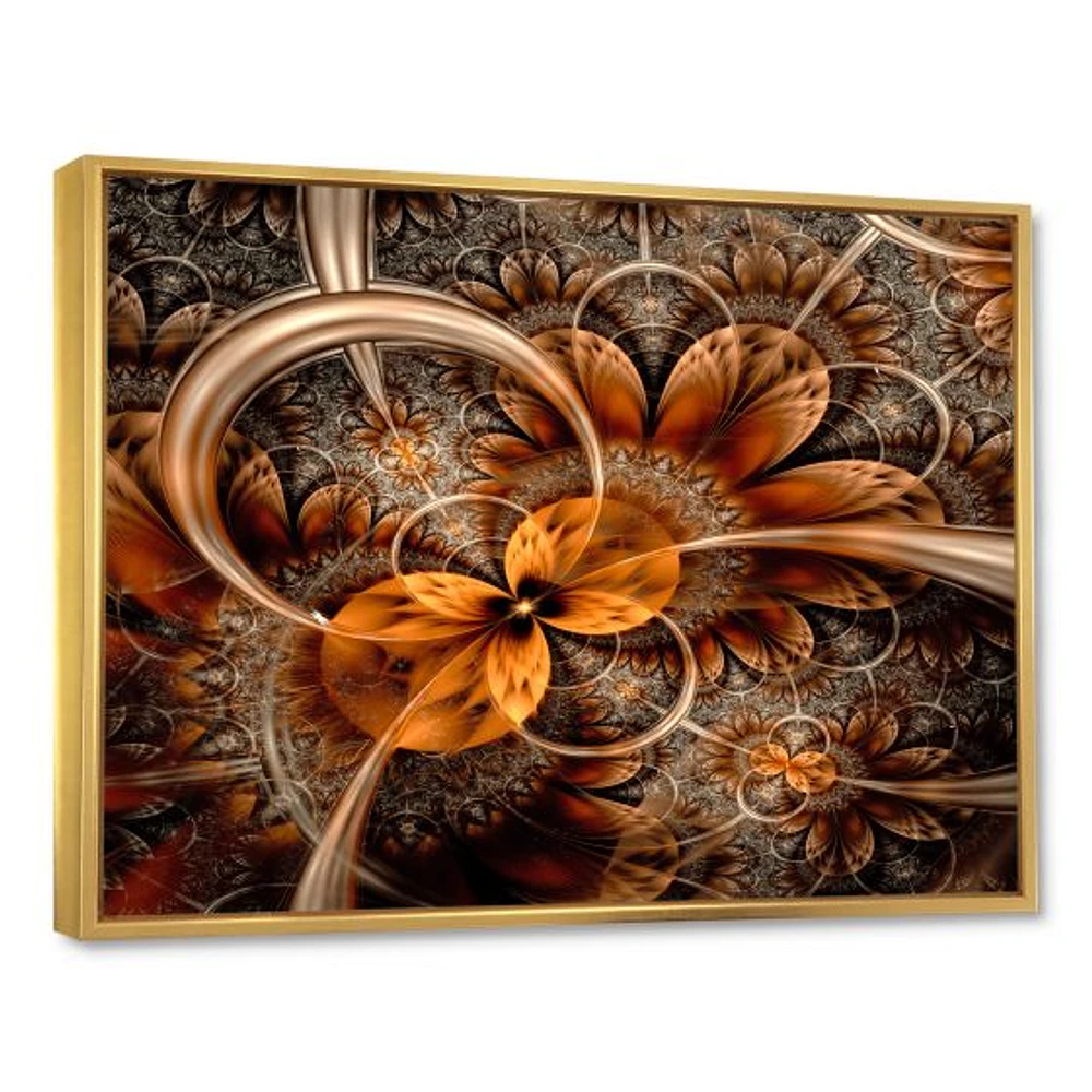 Dark Orange Fractal Flower  Canvas Art Print