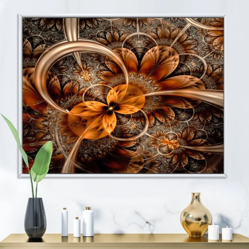 Dark Orange Fractal Flower  Canvas Art Print