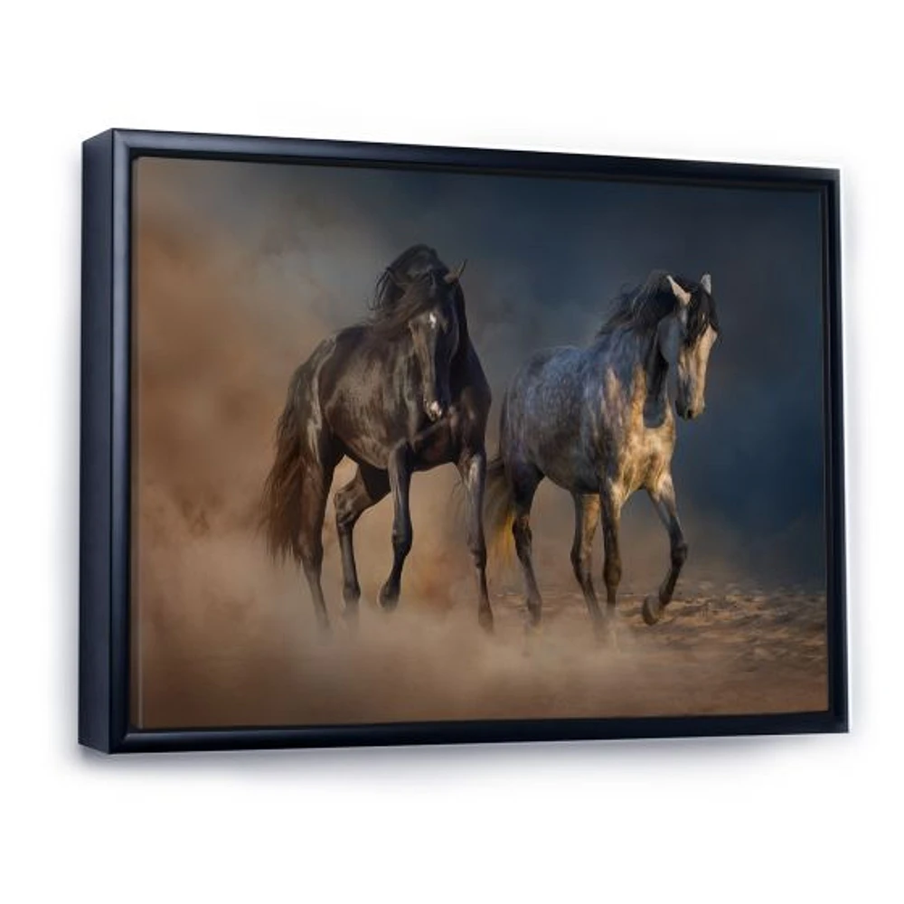 Black and white Horse run  Wall Art