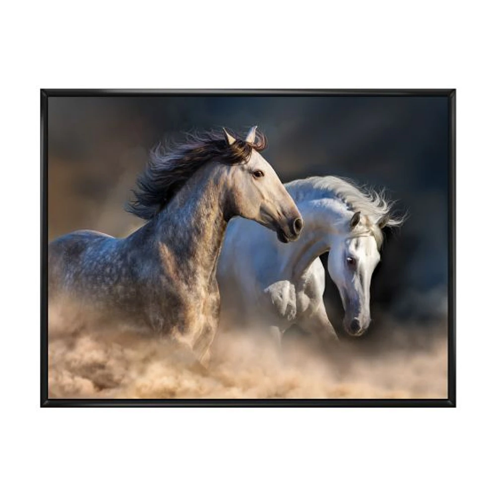 Horses run dust Wall Art