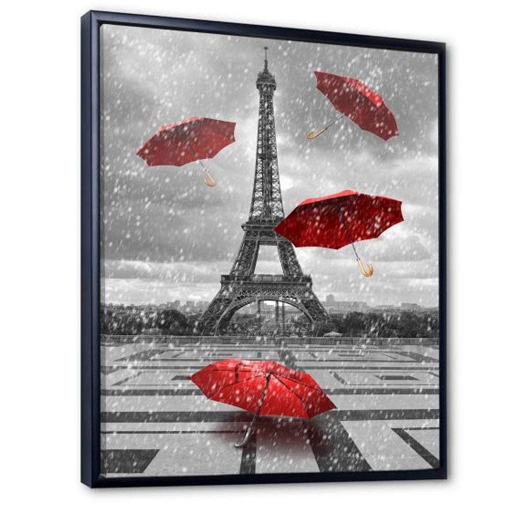 Toile « Flying Umbrella with Eiffel Tower »