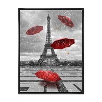 Toile « Flying Umbrella with Eiffel Tower »