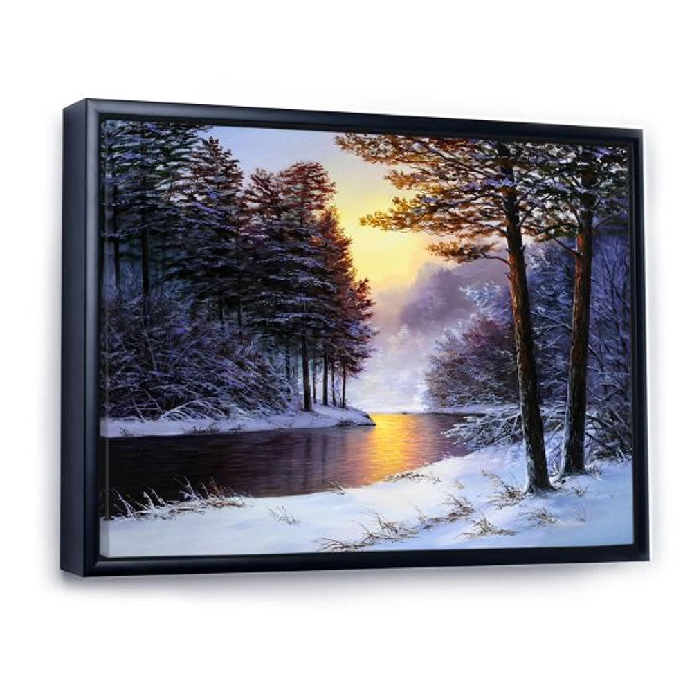 River and Forest Winter Sunset  Wall Art