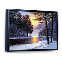 River and Forest Winter Sunset  Wall Art