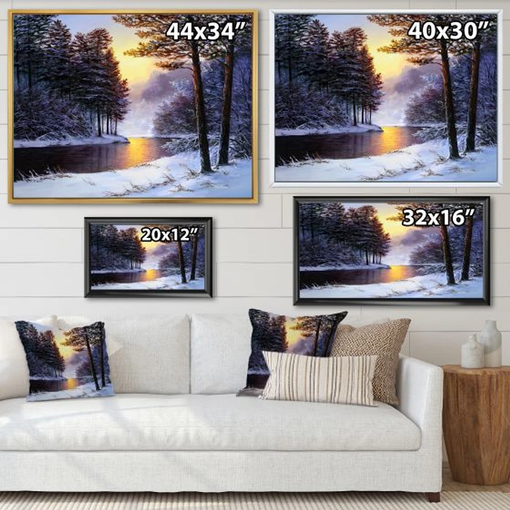 River and Forest Winter Sunset  Wall Art