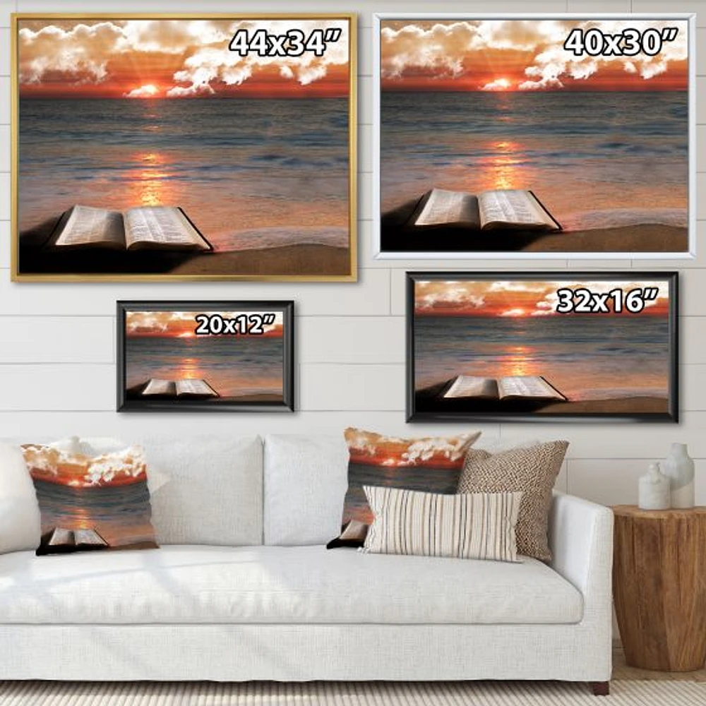 Open Bible Cloudy Sunset  Wall Art