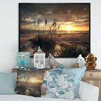 Grassy and Beach Sunset  Wall Art Canvas