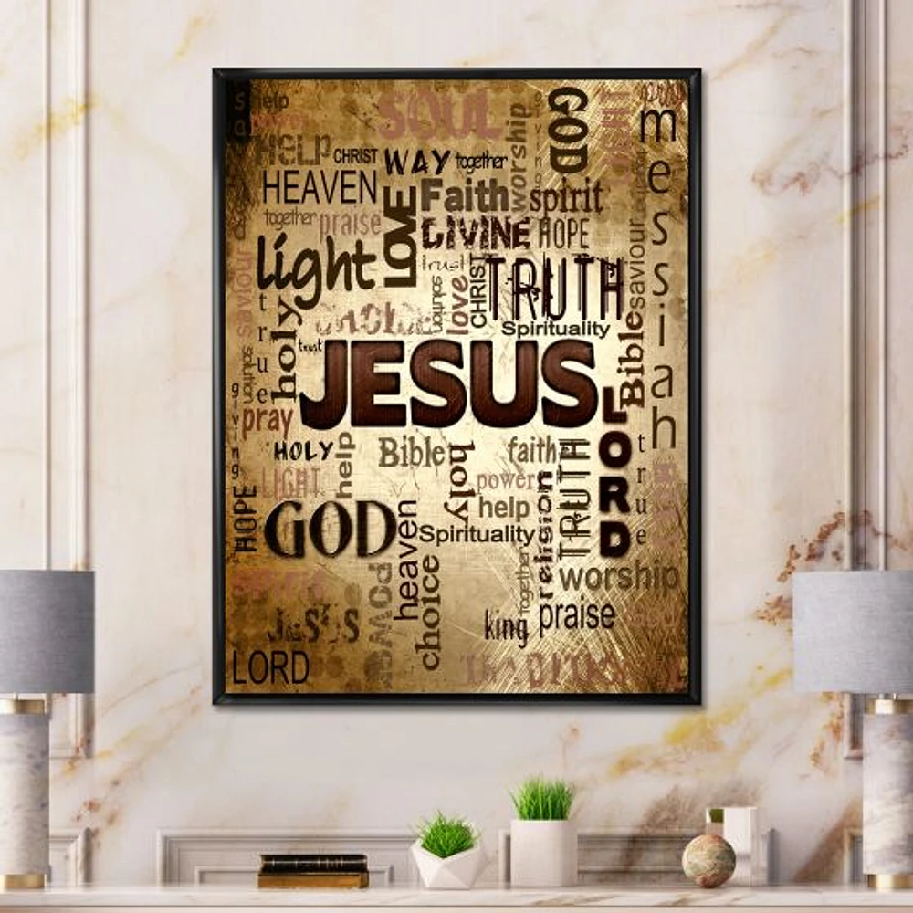 Jesus Word Cloud Grunge Background  Wall Art