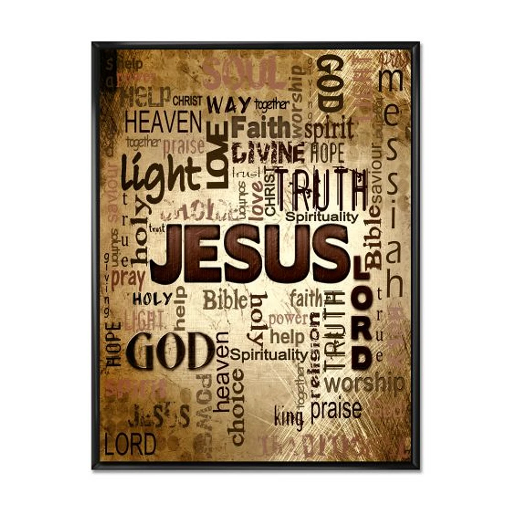 Toile « Jesus Word Cloud Grunge Background »