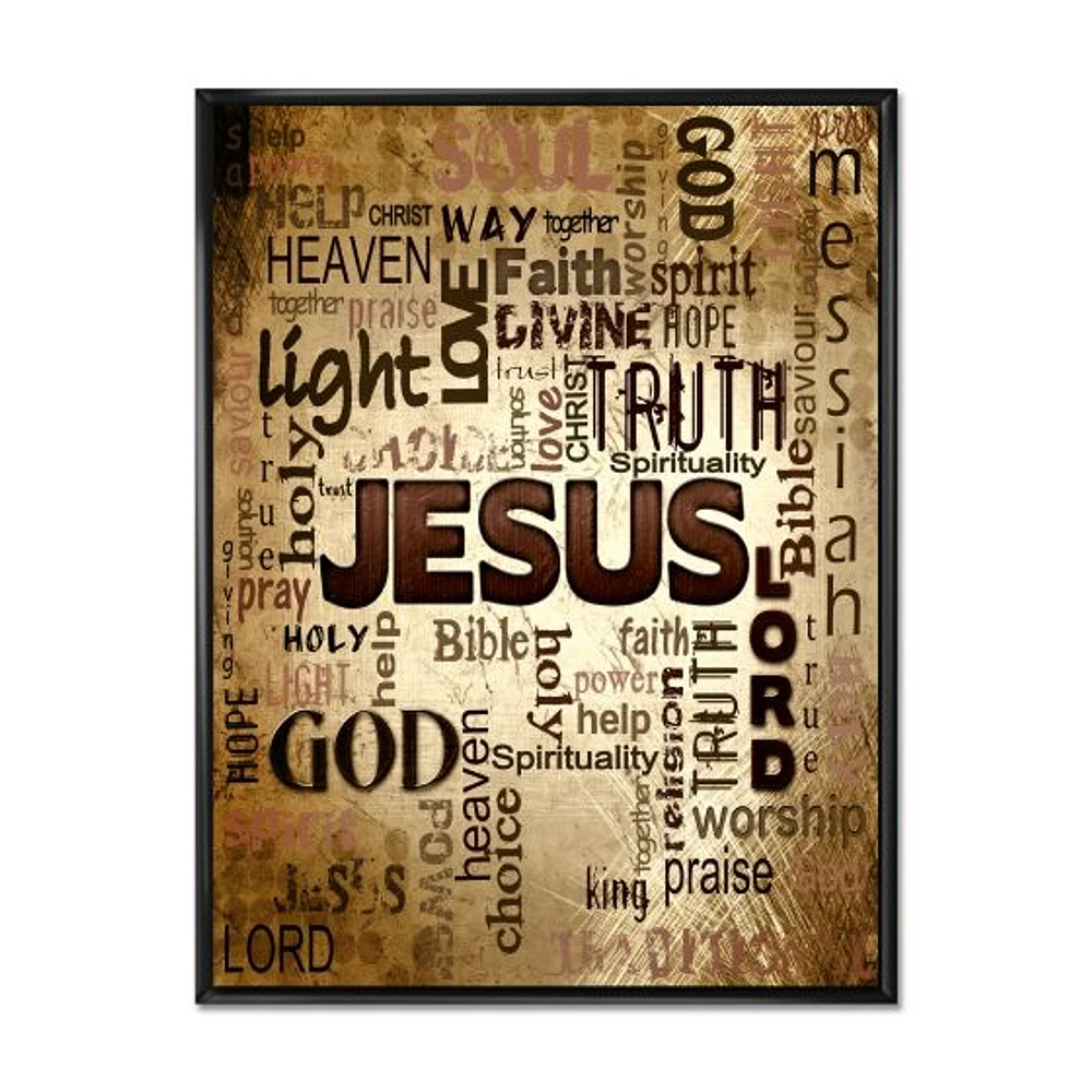 Jesus Word Cloud Grunge Background  Wall Art