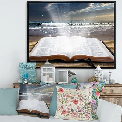 Jesus Bible at the Beach Canvas Wall Art