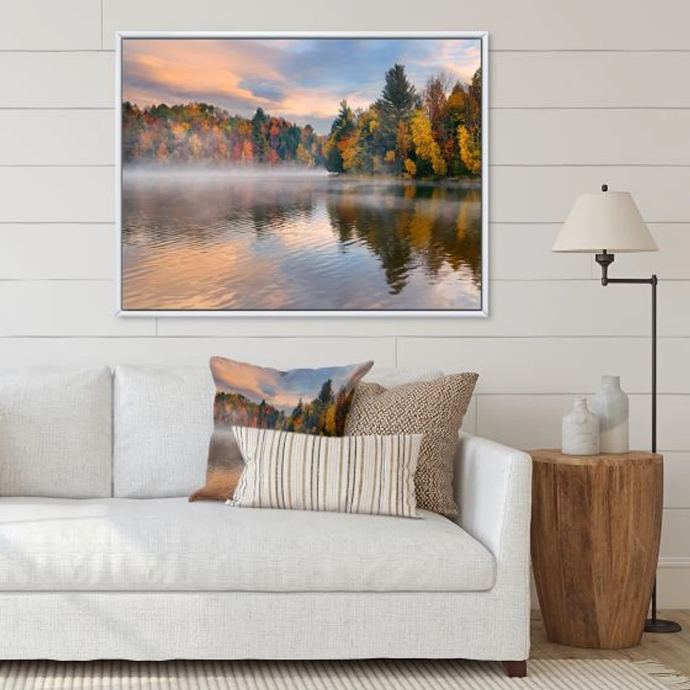 Autumn Foliage by The Lakeside  Canvas Wall Art Print