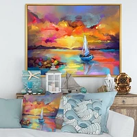 Sunset Painting with Colorful Reflections II  Wall Art