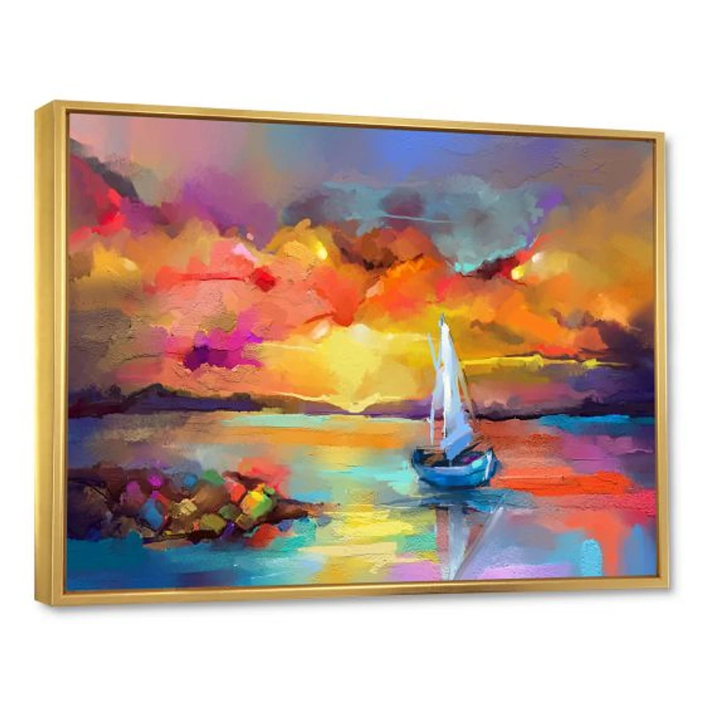 Sunset Painting with Colorful Reflections II  Wall Art