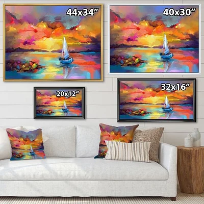 Toile « Sunset Painting with Colorful Reflections II »