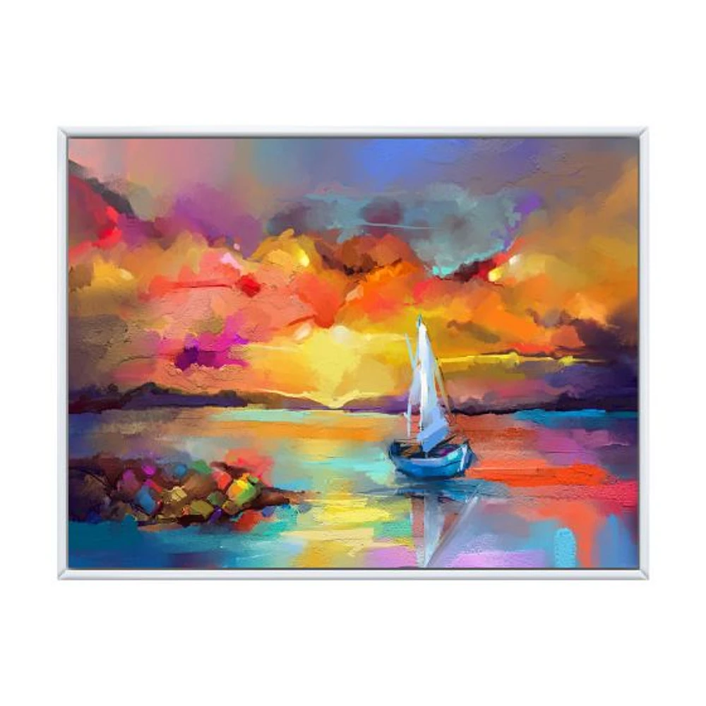 Sunset Painting with Colorful Reflections II  Wall Art