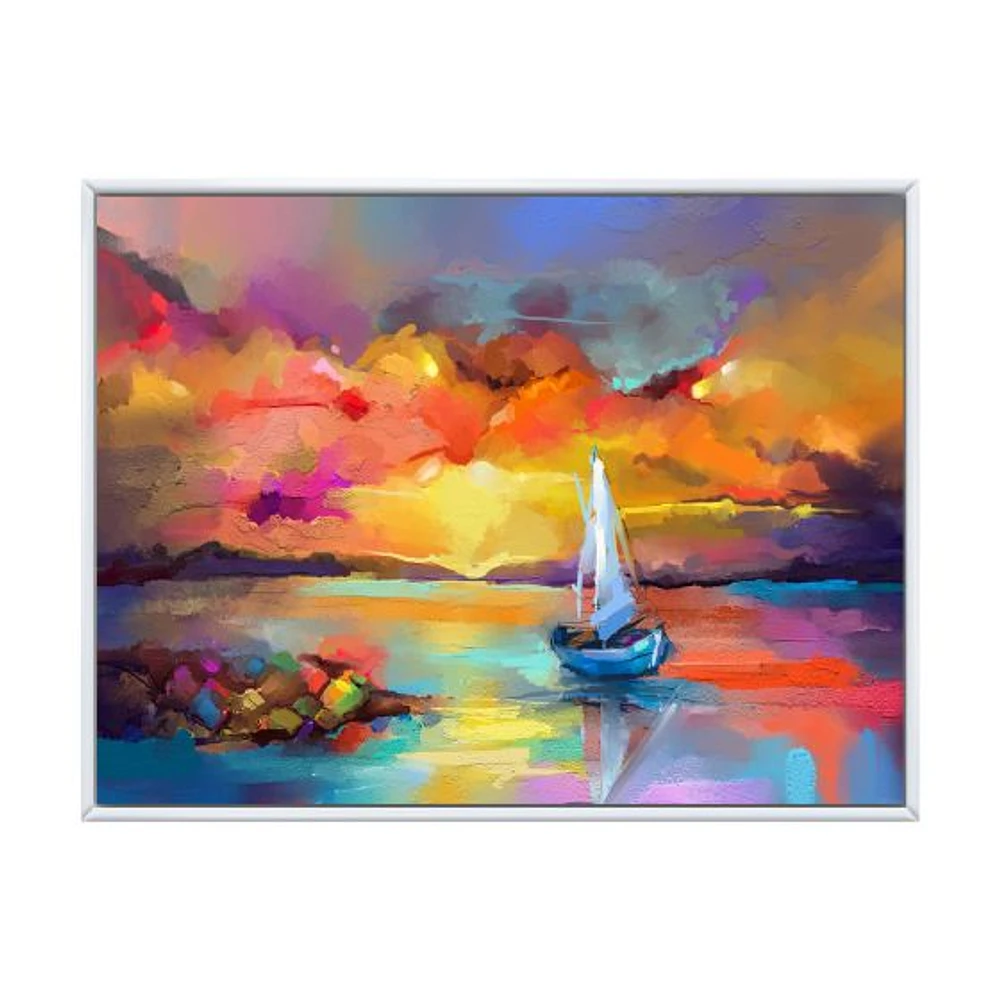 Sunset Painting with Colorful Reflections II  Wall Art