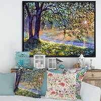 Tree by River First Rays of Afternoon Sun  Wall Art