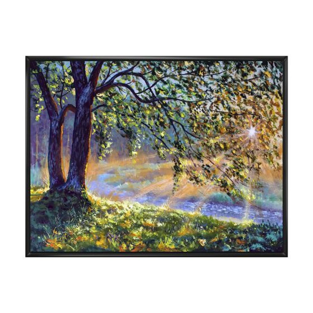 Toile « Tree by River First Rays of Afternoon Sun »