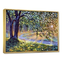 Tree by River First Rays of Afternoon Sun  Wall Art