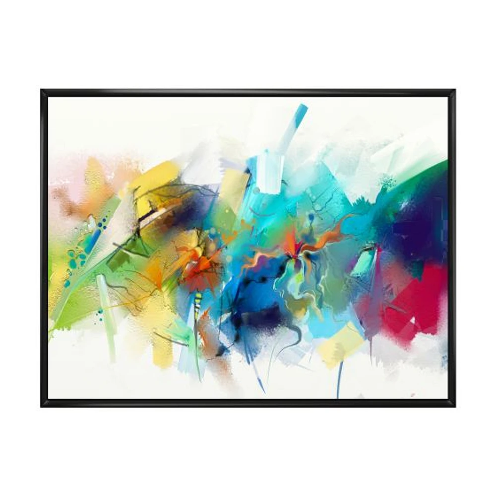 Turquoise Story with Touches of Yellow and Red  Canvas Wall Art Print