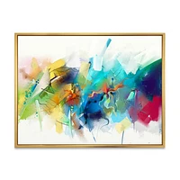 Turquoise Story with Touches of Yellow and Red  Canvas Wall Art Print