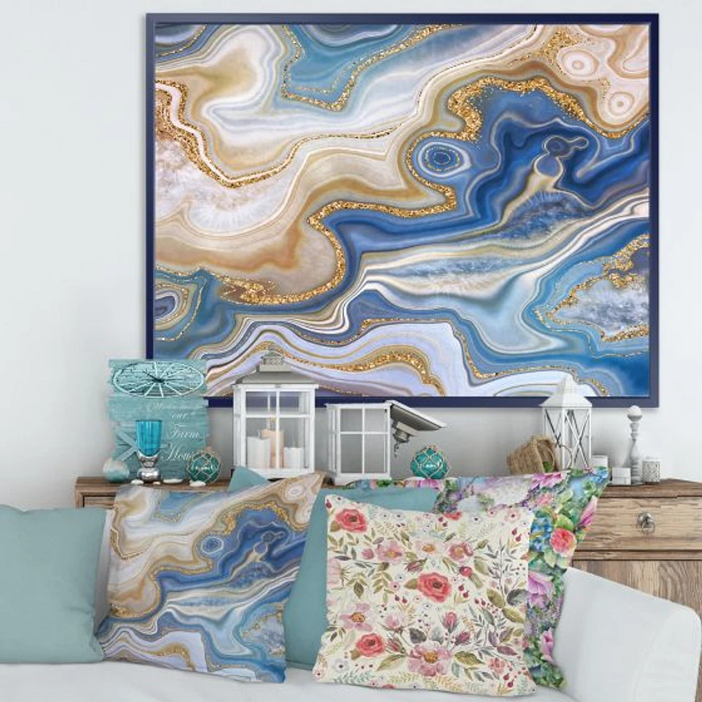 Ocean Blue Golden Jasper Agate II  Wall Art