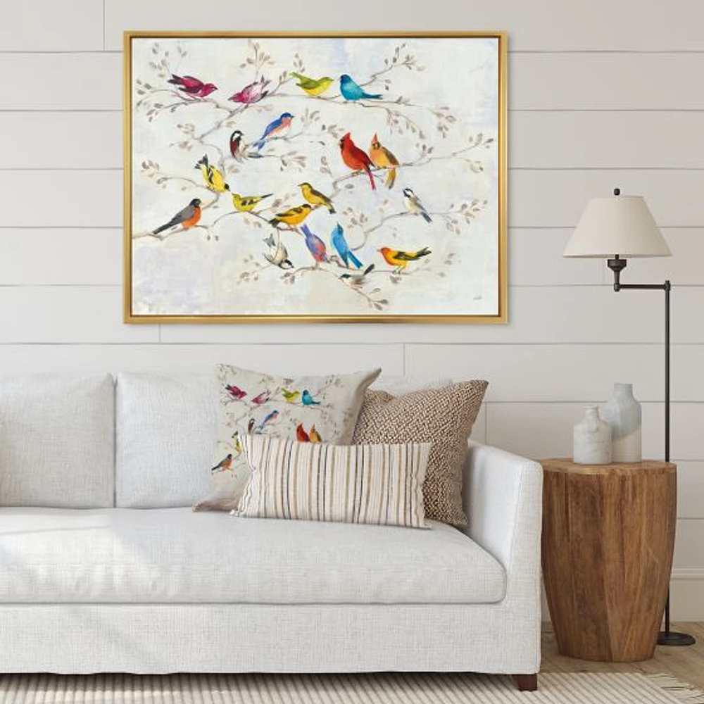 Multicolor Birds on Tree  Canvas Art