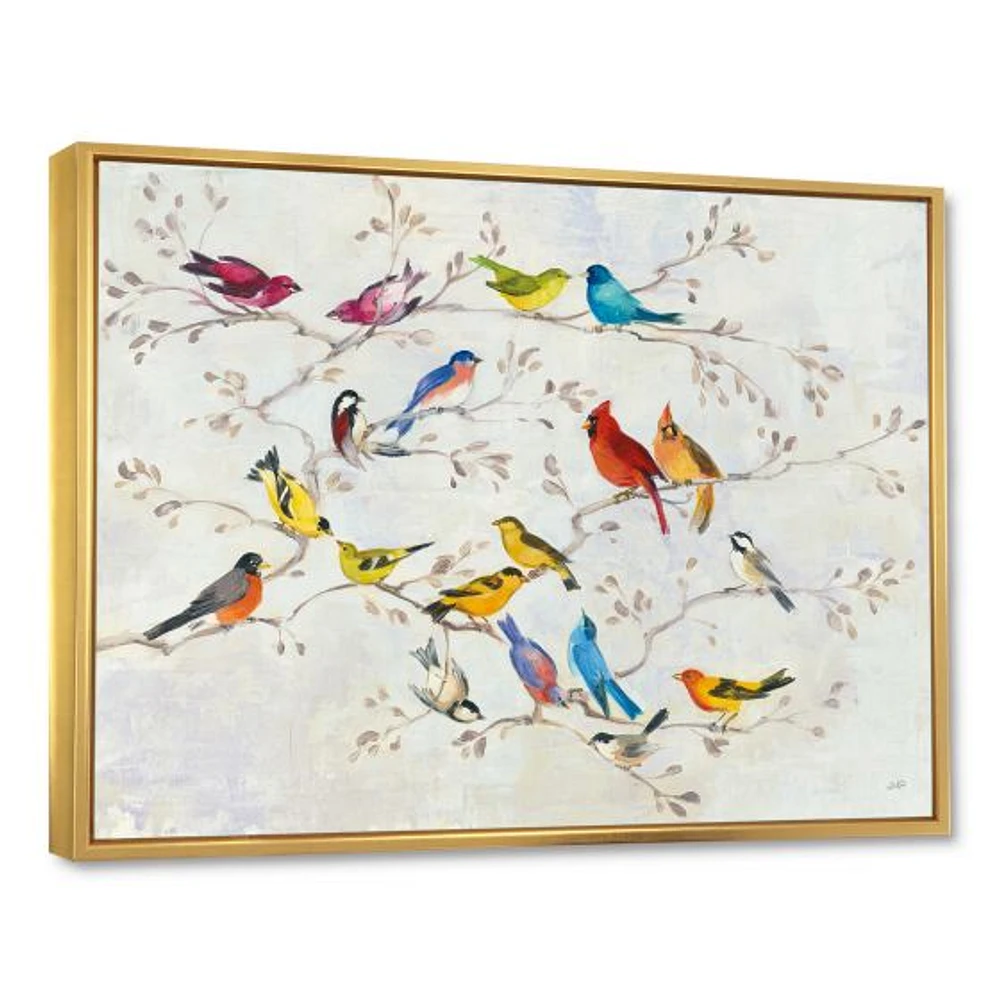 Multicolor Birds on Tree  Canvas Art