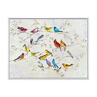 Multicolor Birds on Tree  Canvas Art