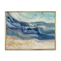 Toile « Coast Blue Sea Waves Watercolour » en bois