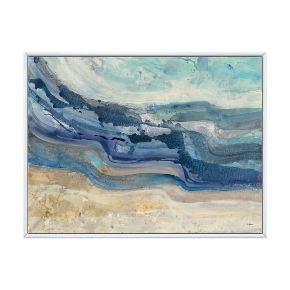 Toile « Coast Blue Sea Waves Watercolour » en bois