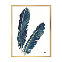 Gold Indigo Feathers IV  Wall Art