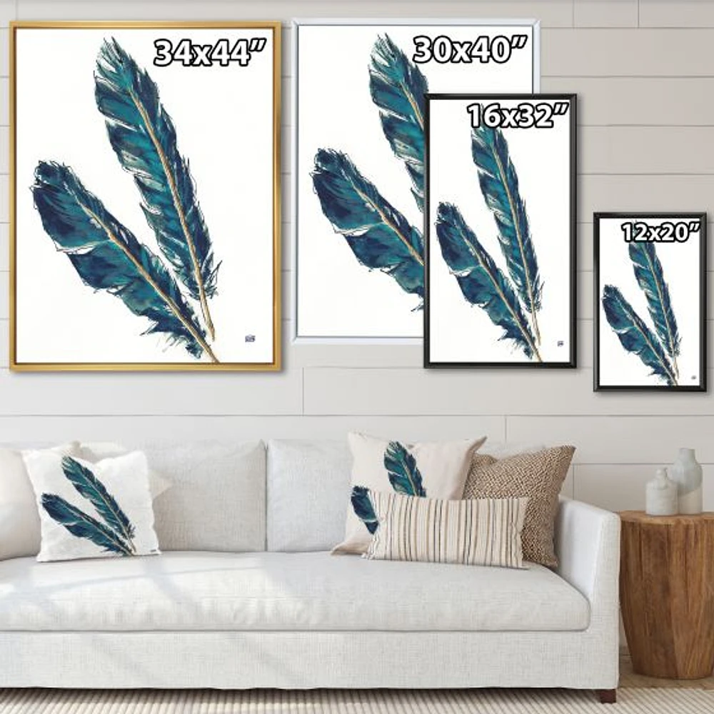 Gold Indigo Feathers III  Wall Art