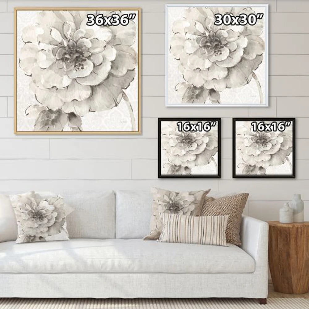 Indigold Grey Peonies I  Canvas Wall Art