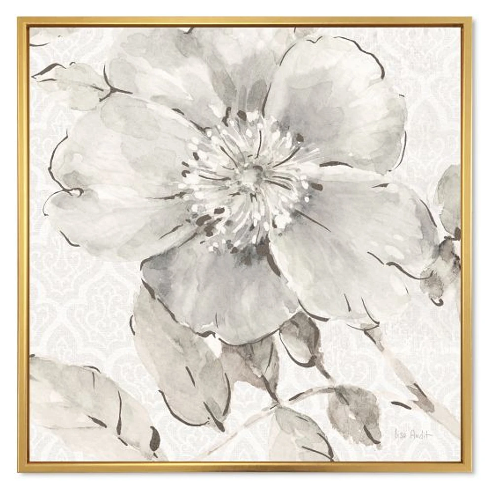 Toile « Indigold Grey Peonies II