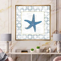 Navy Starfish with Gold  Canvas Wall Art