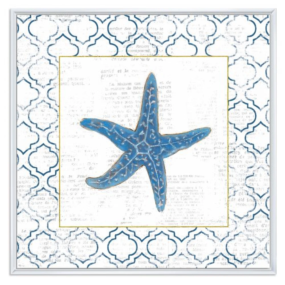 Navy Starfish with Gold  Canvas Wall Art