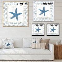 Navy Starfish with Gold  Canvas Wall Art