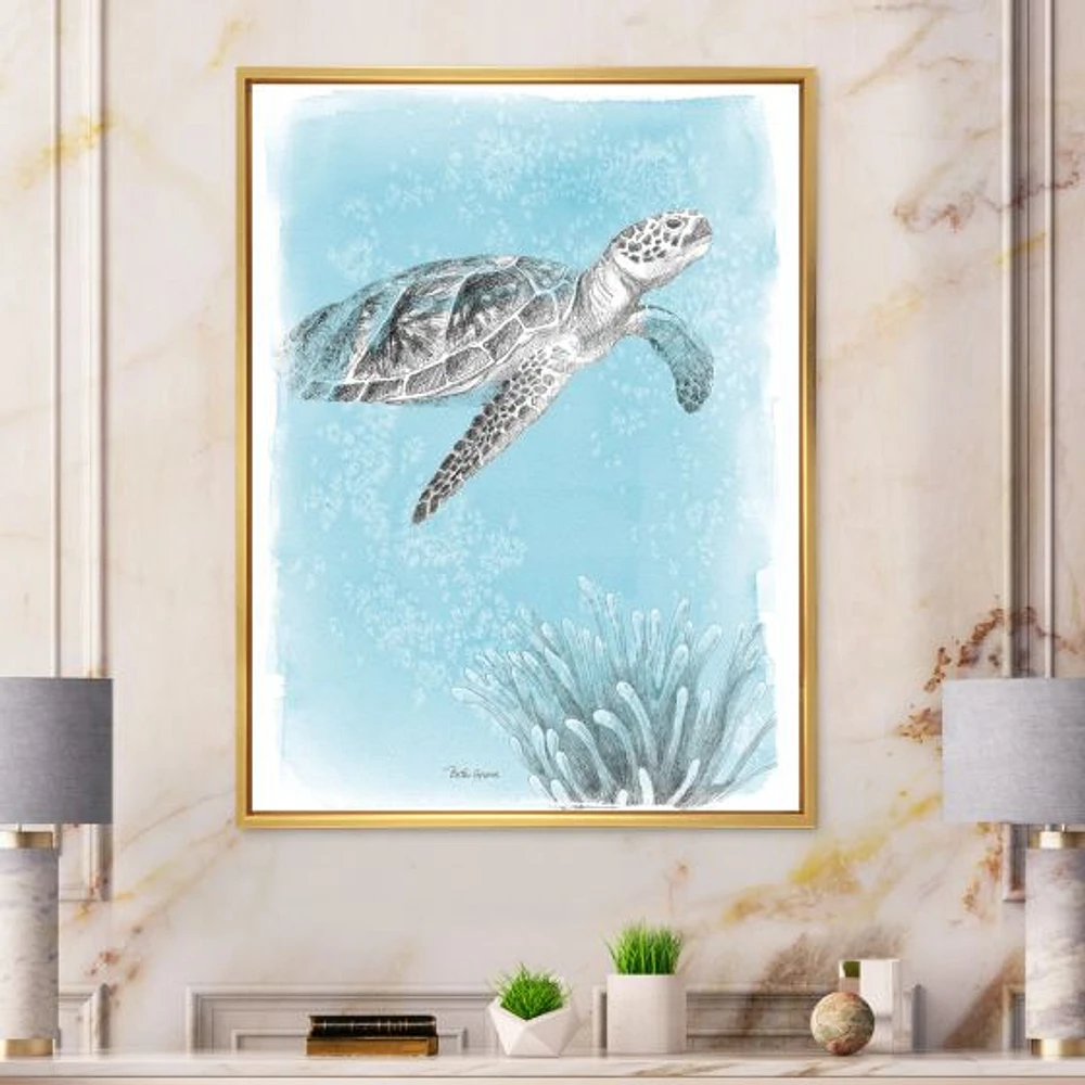 Toile « Coastal Sea Life I Turtle sketches »