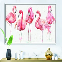 Gracefully Pink Shabby Flamingo  Canvas Wall Art