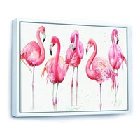 Gracefully Pink Shabby Flamingo  Canvas Wall Art