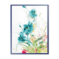 Wild Blue Abstract Farmhouse Flowers Wall Art