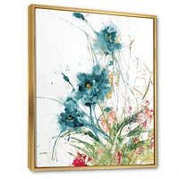 Wild Blue Abstract Farmhouse Flowers Wall Art