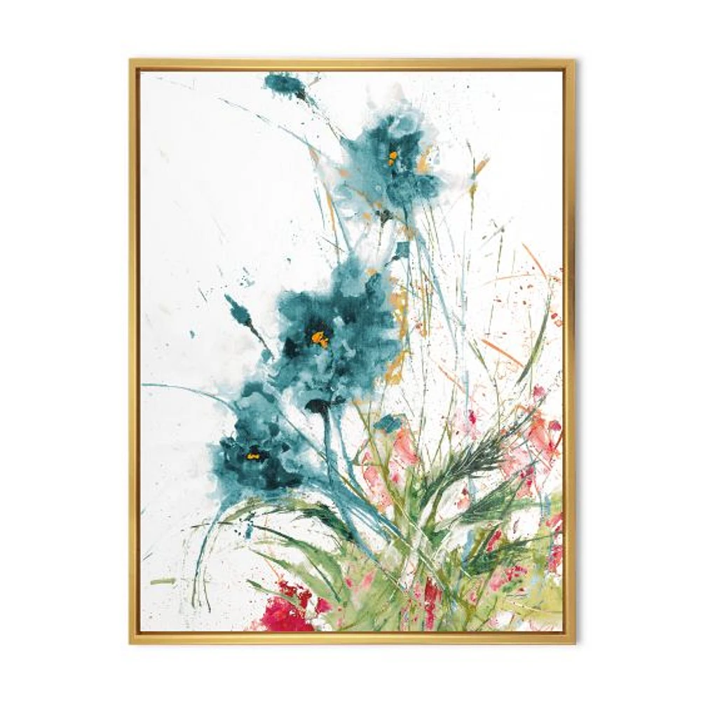 Wild Blue Abstract Farmhouse Flowers Wall Art