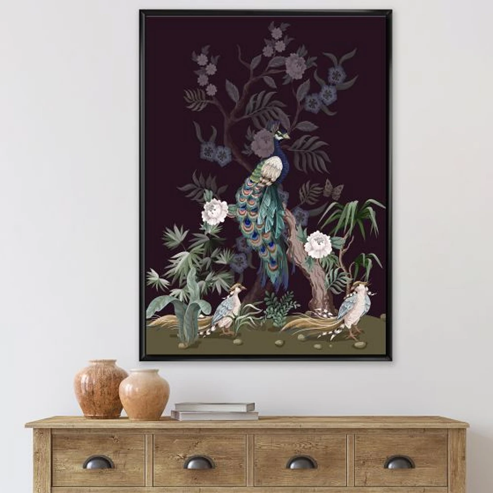 Toile « Chinoiserie with Birds and Peonies V »