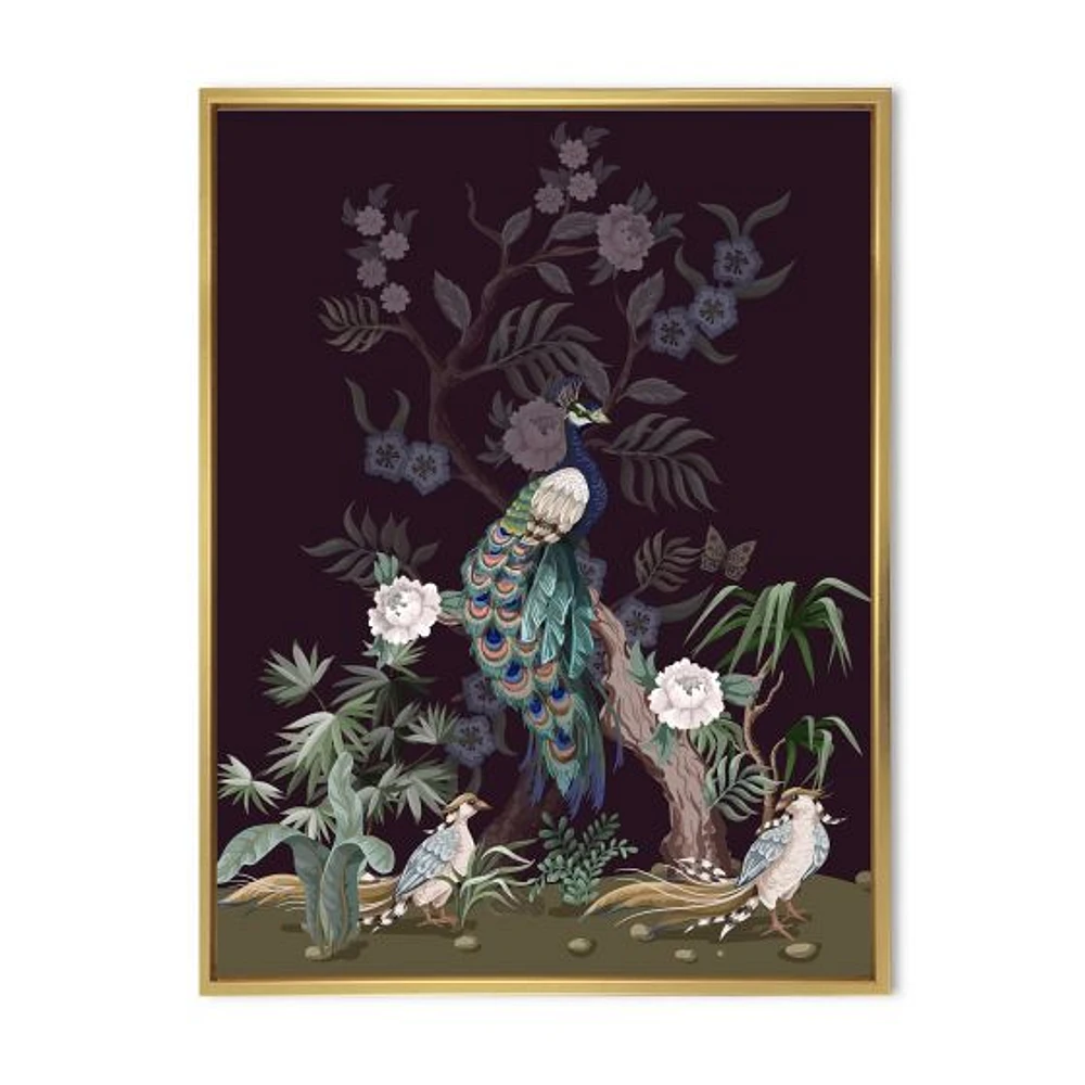 Toile « Chinoiserie with Birds and Peonies V »