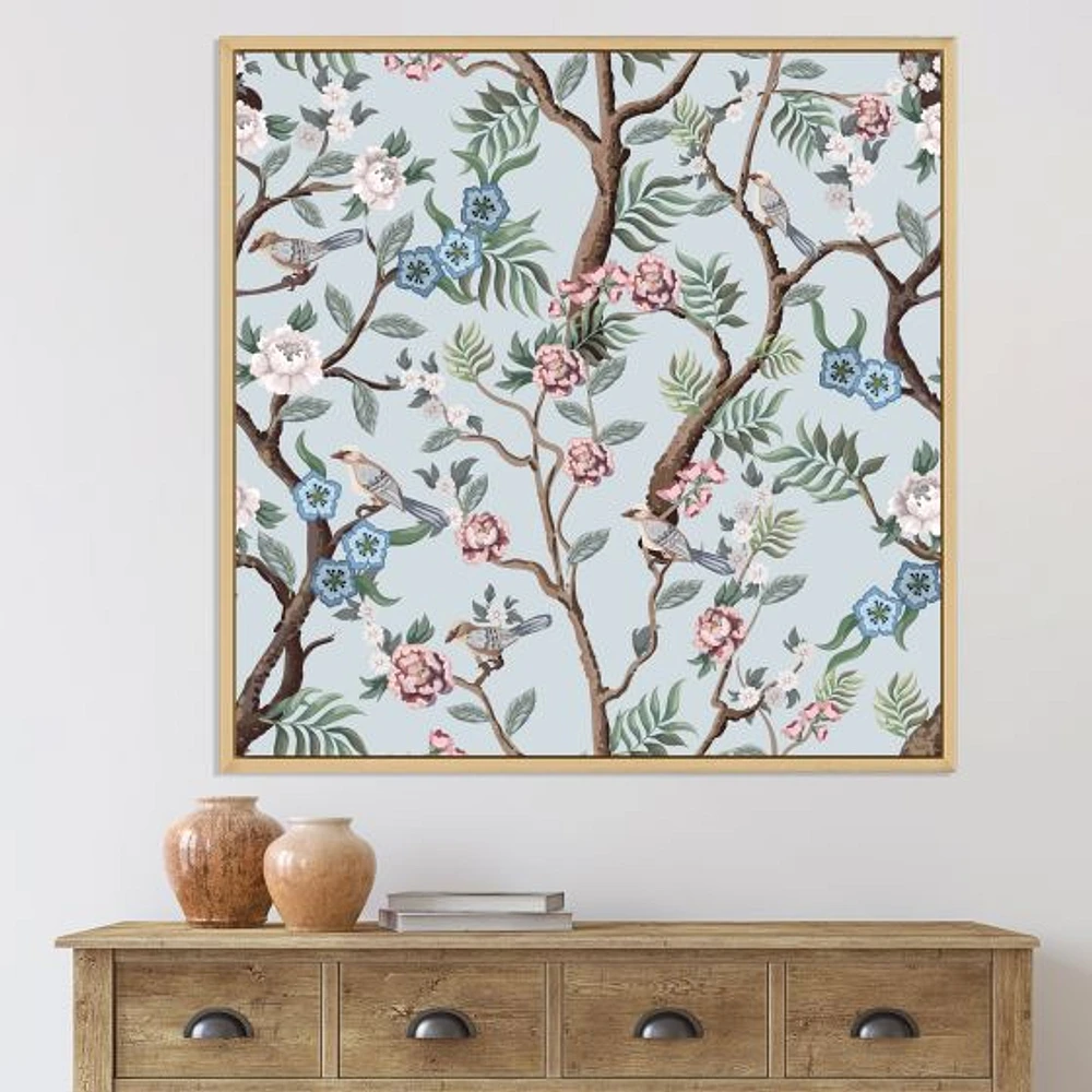 Toile « Chinoiserie with Birds and Peonies X